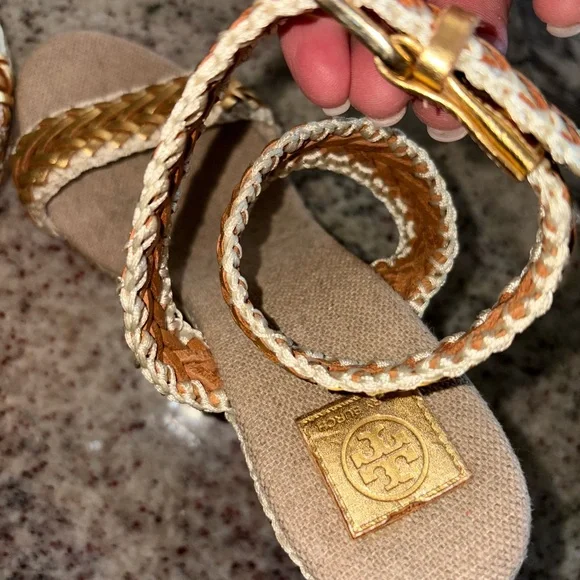 Tory Burch Espadrille Wedge Sandals Sz 38 - Picture 11 of 12
